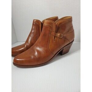 Vtg Jean Pier Clemente Wmn Sz 7 Ankle Boots Brazilian Leather BROWN BOOTIES Heel